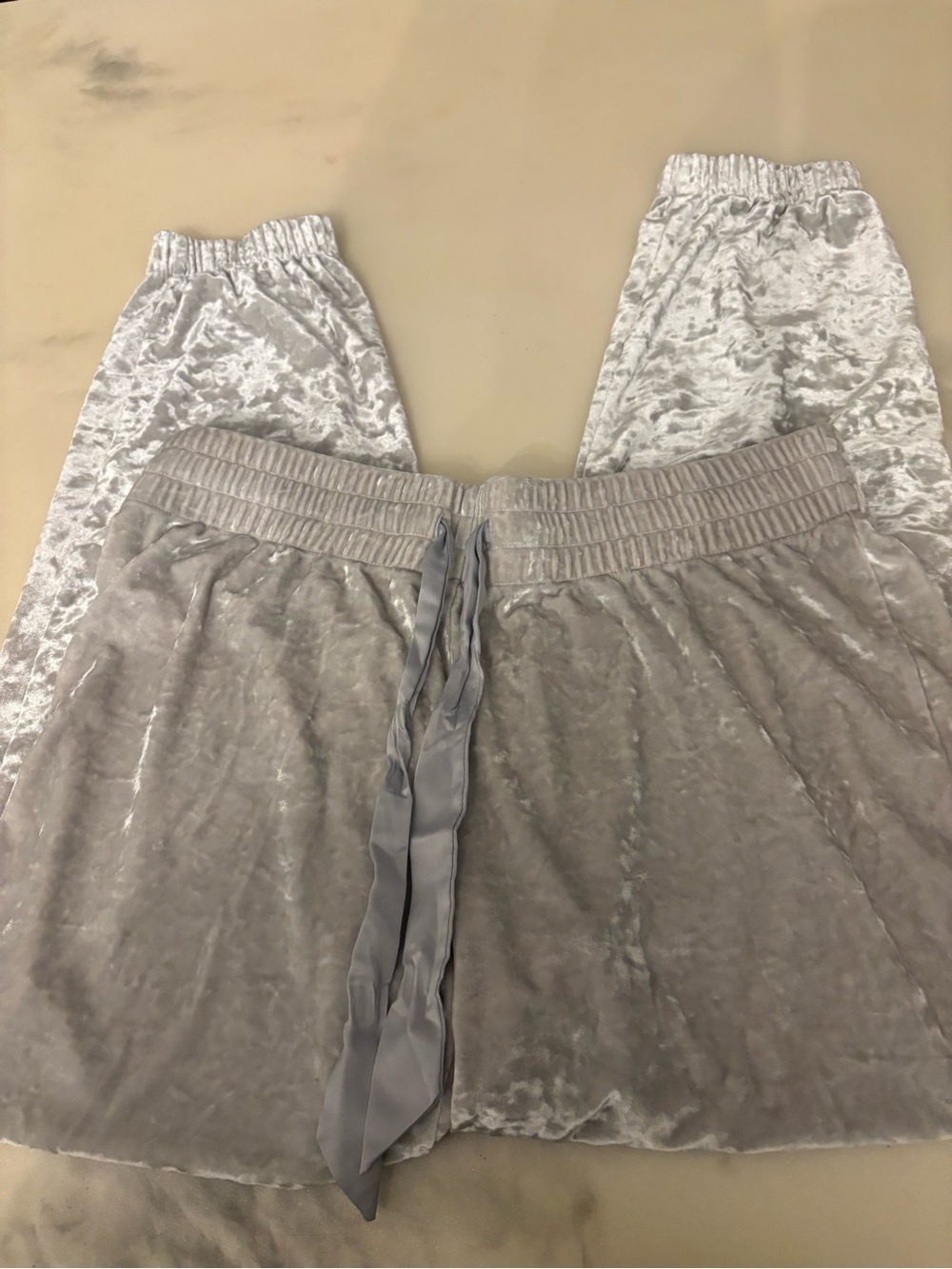 Victoria's Secret Silver Gray Crushed Velvet Pajama Pants